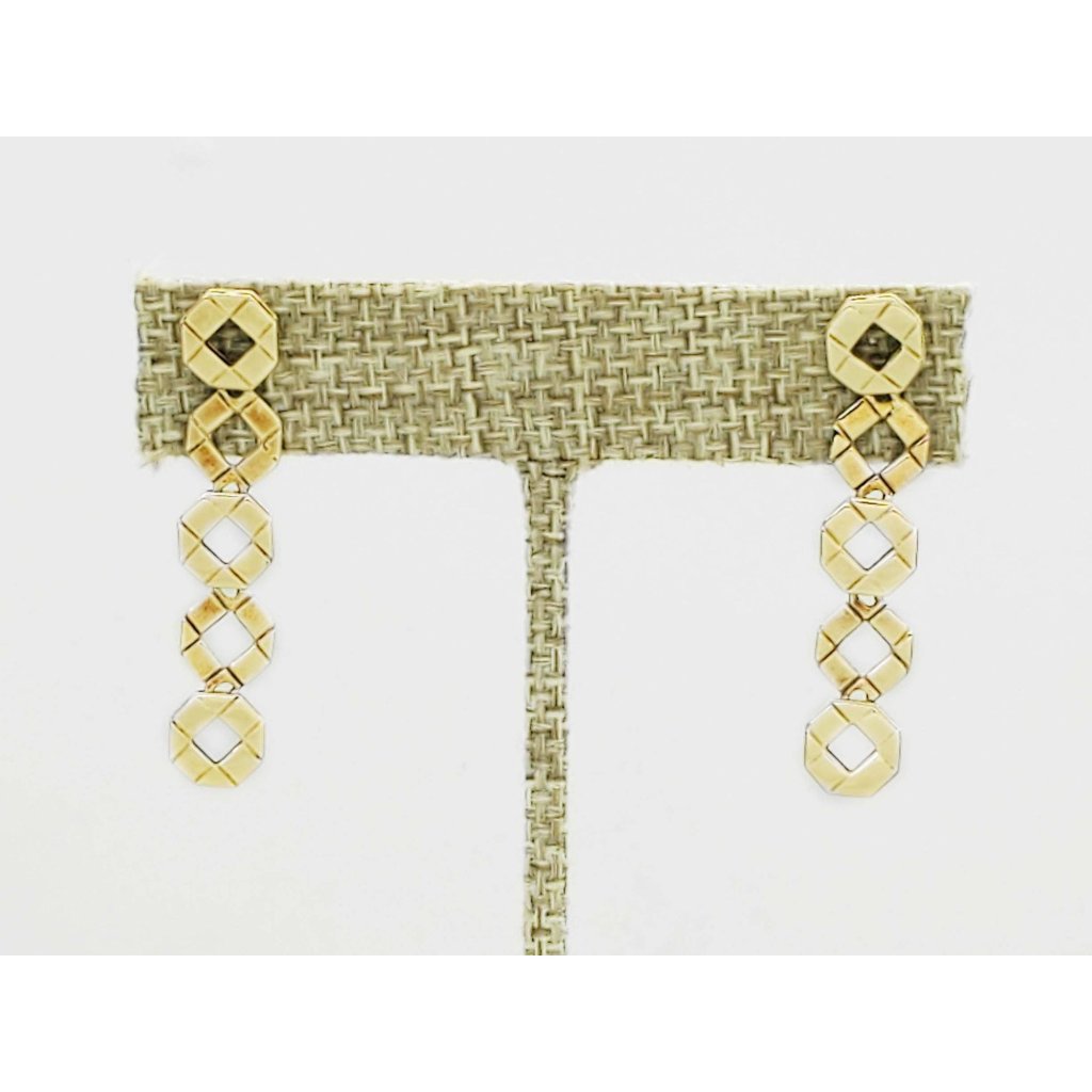 Open Octagon Link Dangle Earrings 14k Gold